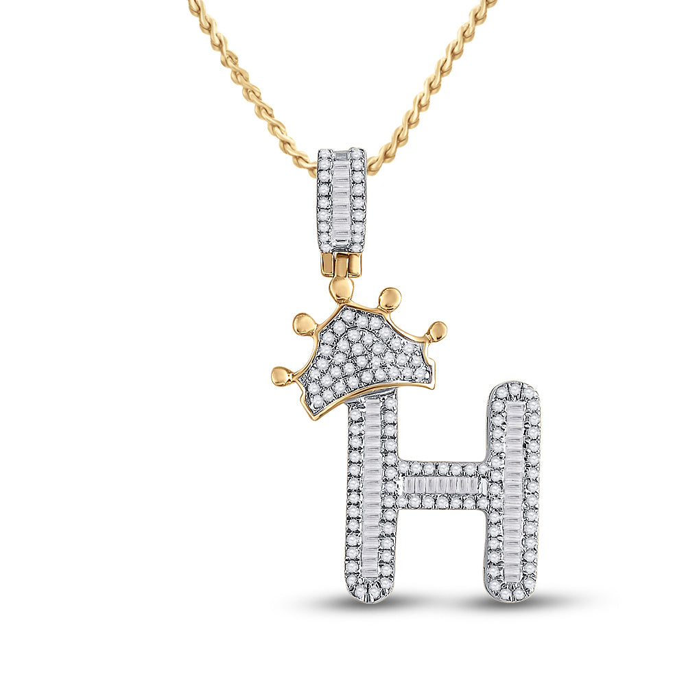 5/8CT-DIA P1P2 CROWN INITIAL "H" MENS PENDANT