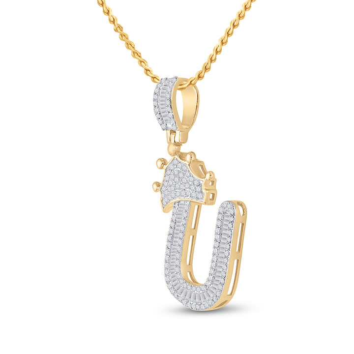 5/8CT-DIA P1P2 CROWN INITIAL "U" MENS PENDANT