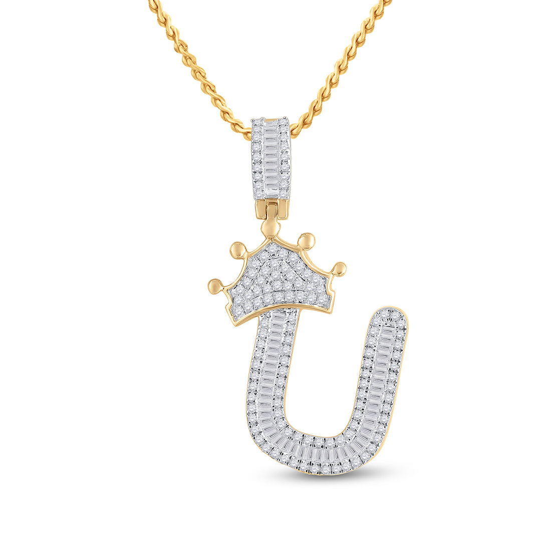 5/8CT-DIA P1P2 CROWN INITIAL "U" MENS PENDANT