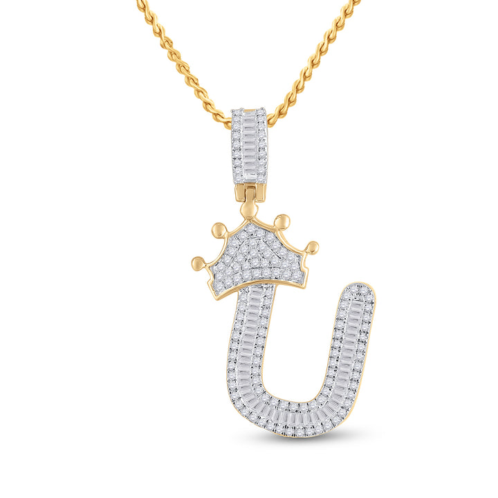 5/8CT-DIA P1P2 CROWN INITIAL "U" MENS PENDANT