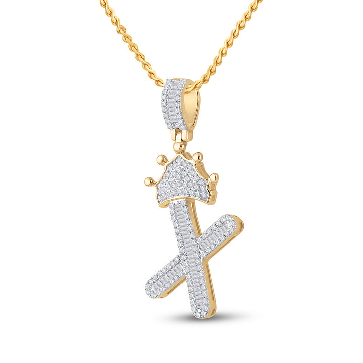 5/8CT-DIA P1P2 CROWN INITIAL "X" MENS PENDANT