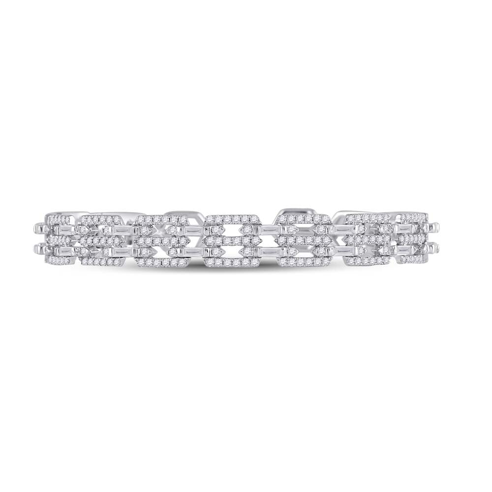 14kt White Gold Women's Baguette Diamond Bangle 2-1/2 ctw