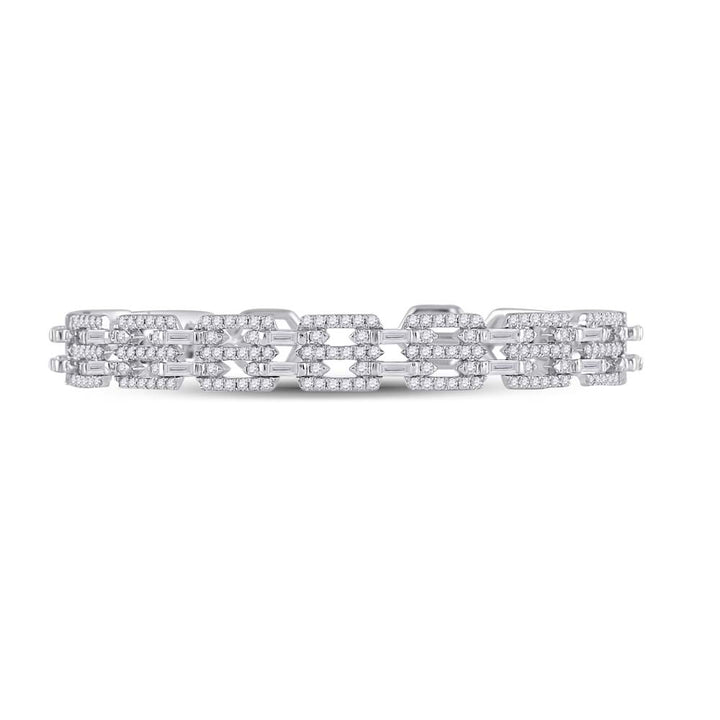 14kt White Gold Women's Baguette Diamond Bangle 2-1/2 ctw