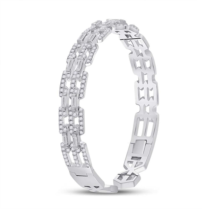 14kt White Gold Women's Baguette Diamond Bangle 2-1/2 ctw - view 2