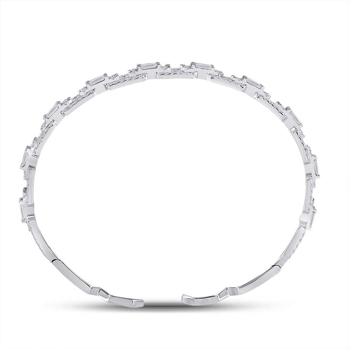 14kt White Gold Women's Baguette Diamond Bangle 2-1/2 ctw - view 3