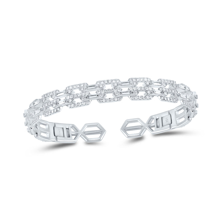 14kt White Gold Women's Baguette Diamond Bangle 2-1/2 ctw - view 4