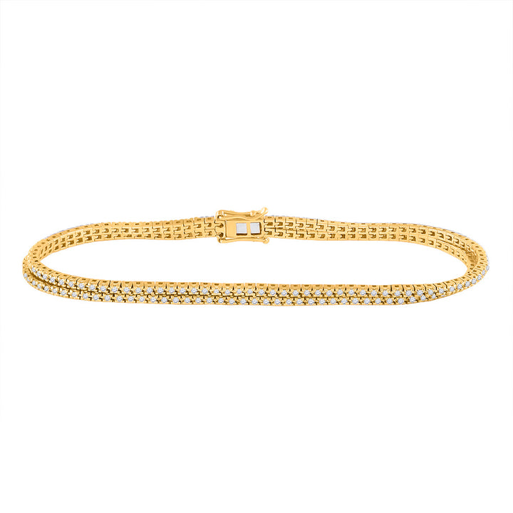 14kt Yellow Gold Women's Diamond Two-Row Bracelet 1 ctw - view 2