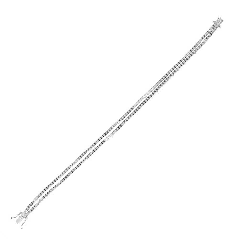 14kt White Gold Women's Diamond Two-Row Bracelet 1 ctw