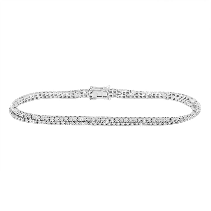 14kt White Gold Women's Diamond Two-Row Bracelet 1 ctw - view 2