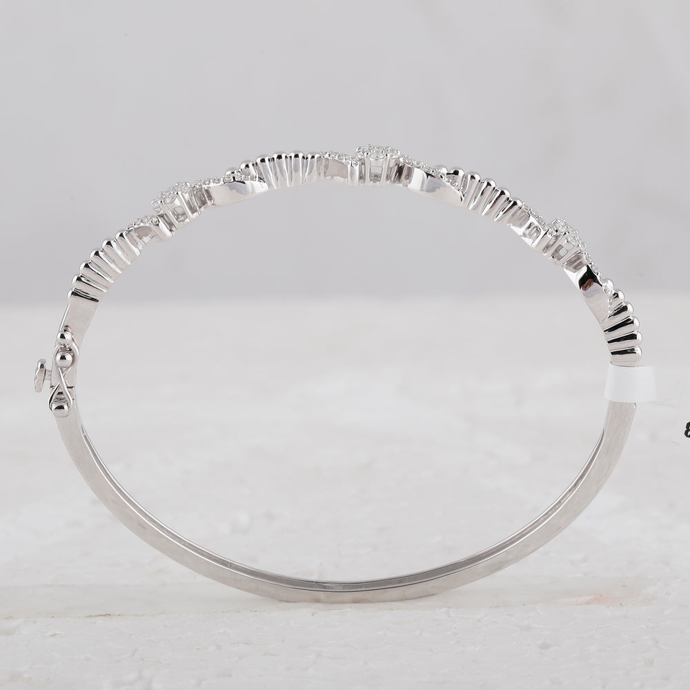 14kt White Gold Women's Diamond Bangle 1/2 ctw - view 2