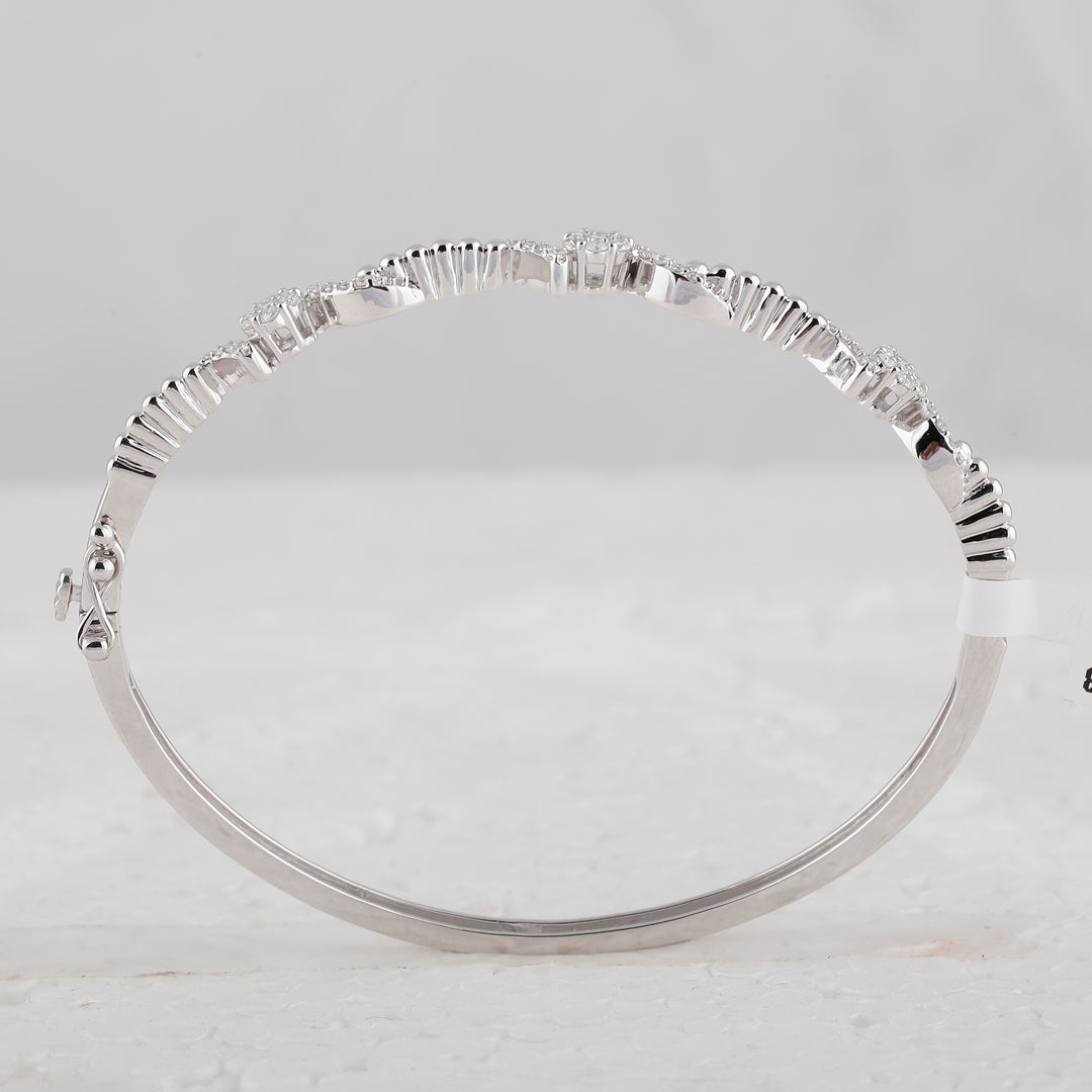 14kt White Gold Women's Diamond Bangle 1/2 ctw - view 2