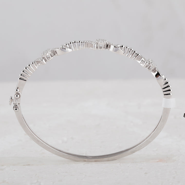 14kt White Gold Women's Diamond Bangle 1/2 ctw - view 2