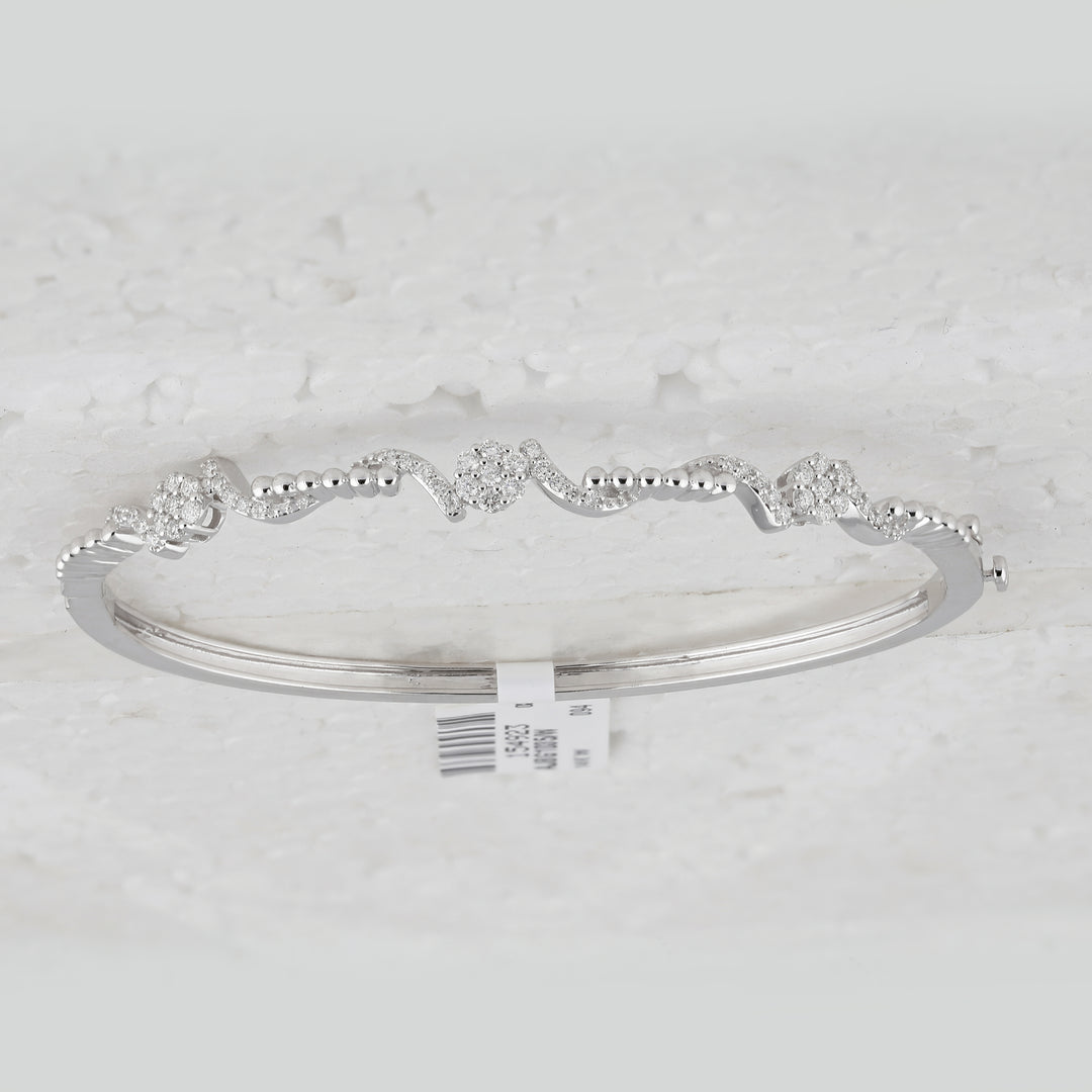 14kt White Gold Women's Diamond Bangle 1/2 ctw - view 3