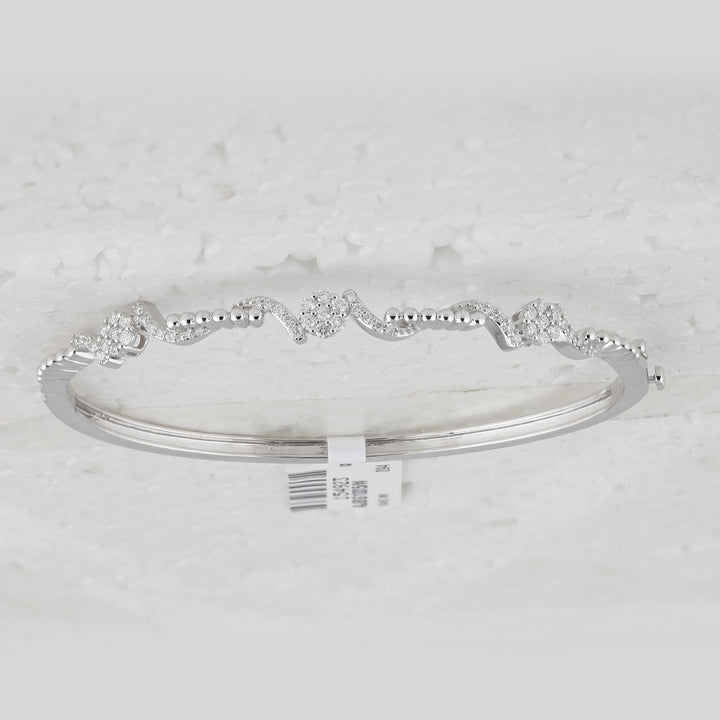 14kt White Gold Women's Diamond Bangle 1/2 ctw - view 3