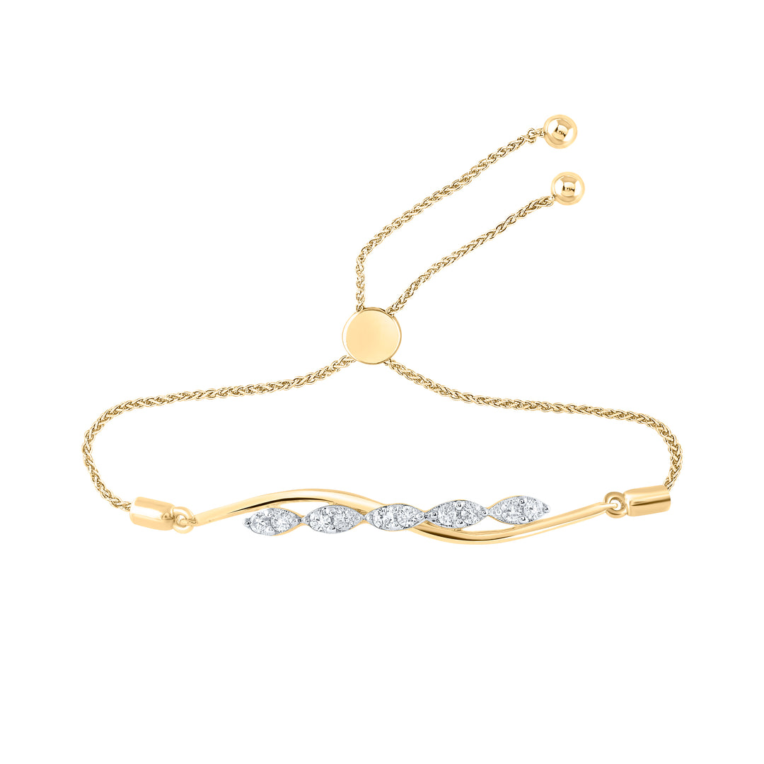 10kt Yellow Gold Women's Brown Diamond Bracelet 1/4 ctw