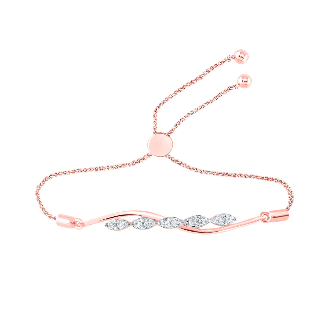 10kt Rose Gold Women's Brown Diamond Bracelet 1/4 ctw