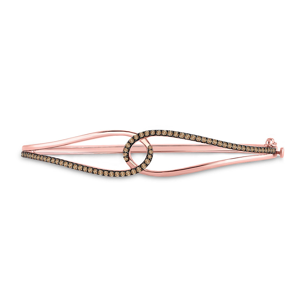 14kt Rose Gold Women's Brown Diamond Bangle 1/2 ctw
