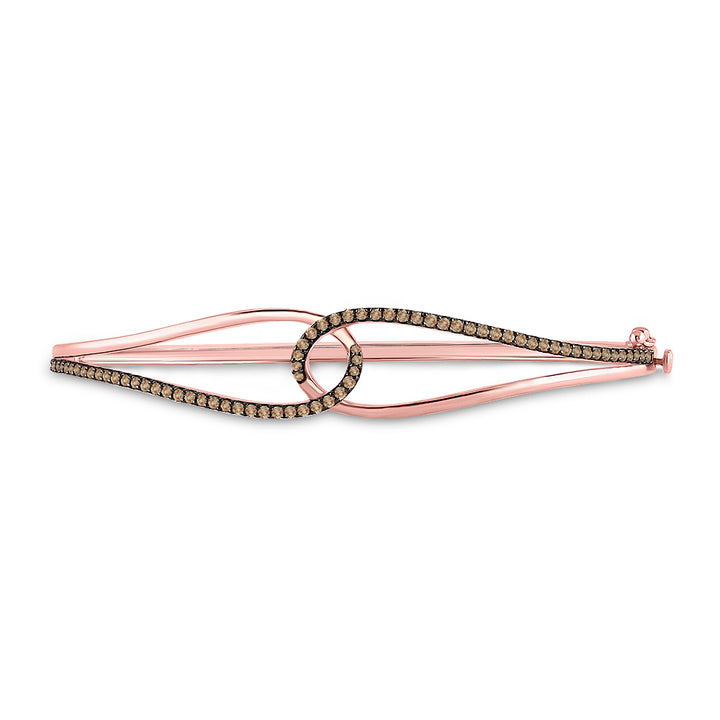 14kt Rose Gold Women's Brown Diamond Bangle 1/2 ctw