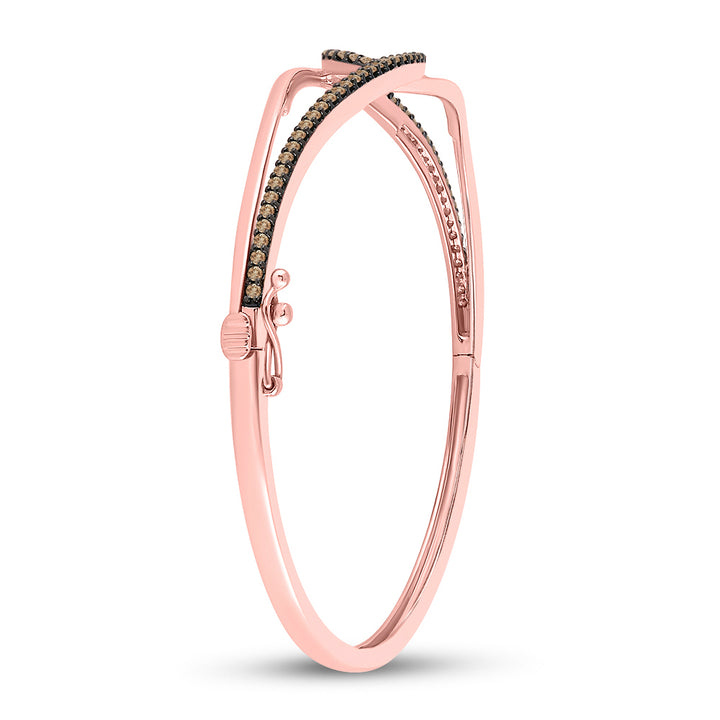 14kt Rose Gold Women's Brown Diamond Bangle 1/2 ctw - view 3