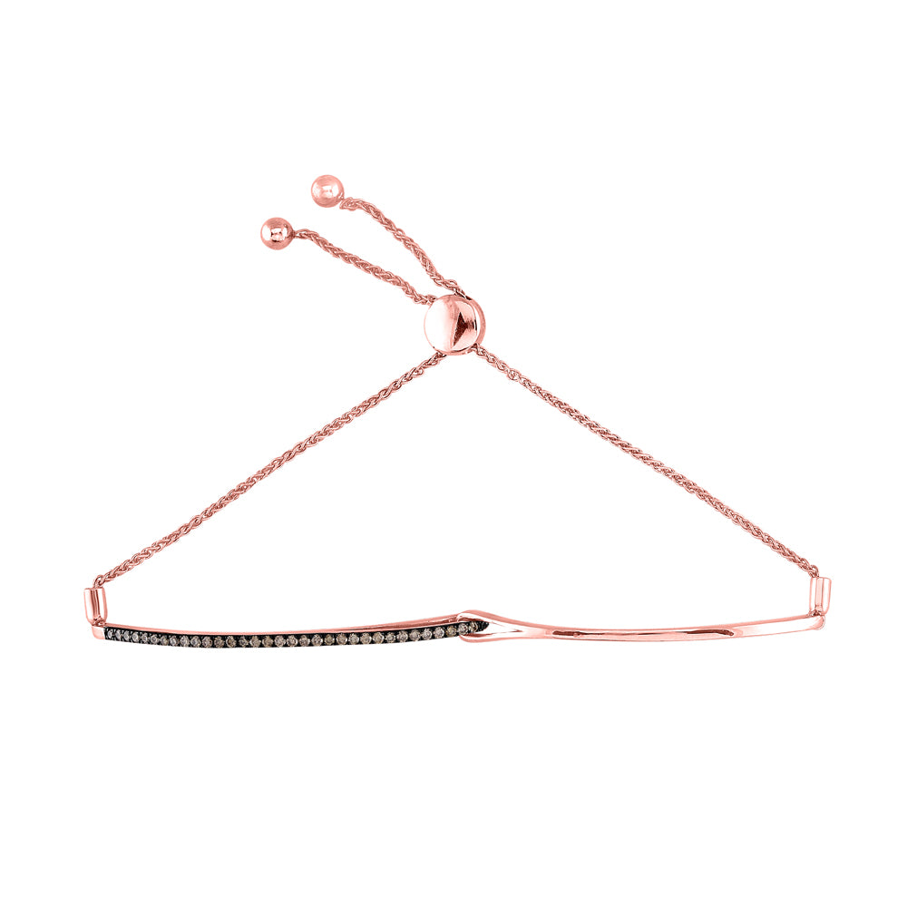 14kt Rose Gold Women's Brown Diamond Bracelet 1/3 ctw