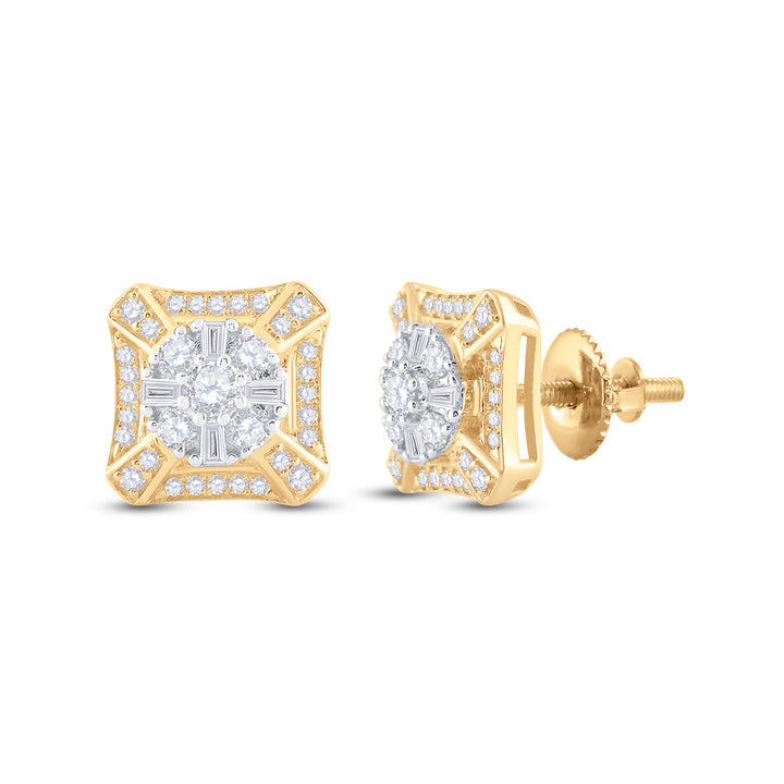 3/4CTW-DIA CN SQUARE CLUSTER EARRING