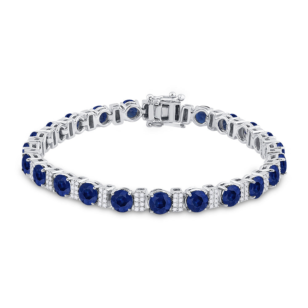 3/4CTW-DIA ANA M 14 1/2CT-SAPP NAT GEM STONE BRACELET