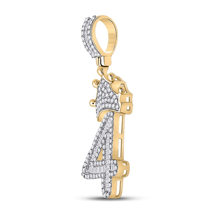 3/4CT-DIA P1P2 INITIAL "4" CROWN MENS CHARM