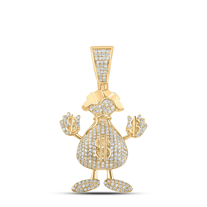 3CT-DIA CN MICRO-PAVE MONEY BAG MENS CHARM