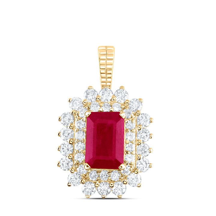 1/3CTW-DIA ANA M 4X6MM-RUBY NAT GEM PENDANT