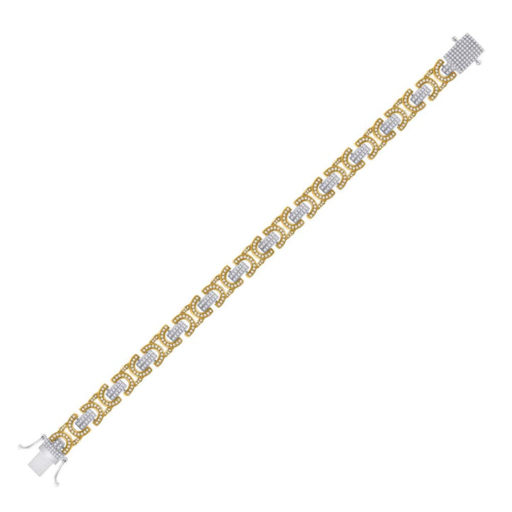 14kt Two-tone Gold Men's Round Diamond Link Bracelet 4 ctw