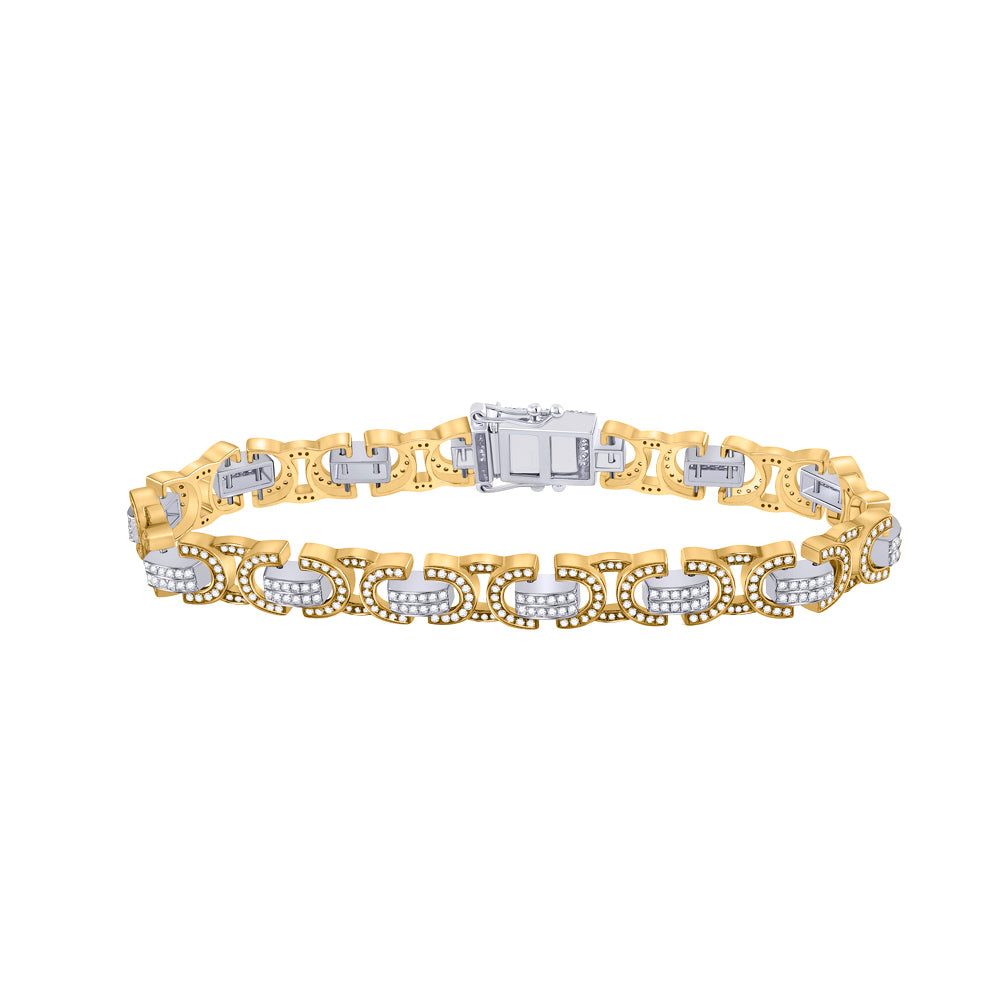 14kt Two-tone Gold Men's Round Diamond Link Bracelet 4 ctw - view 2