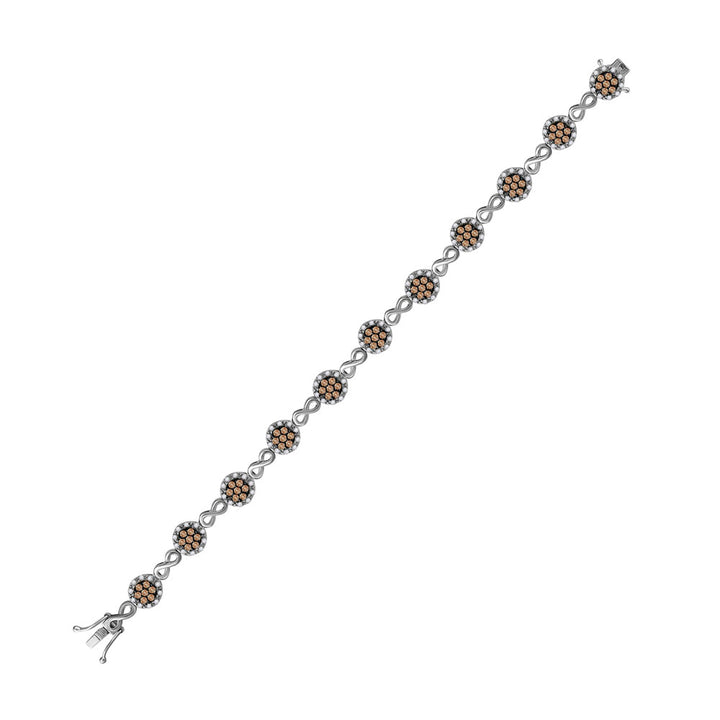 10kt White Gold Women's Brown Diamond Bracelet 2-1/5 ctw