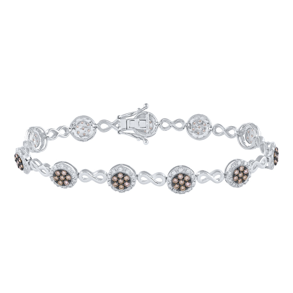 10kt White Gold Women's Brown Diamond Bracelet 2-1/5 ctw - view 2