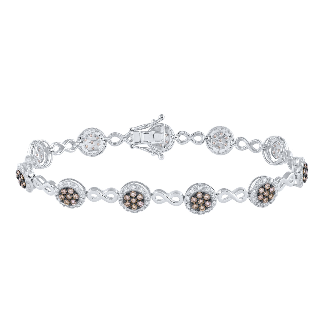 10kt White Gold Women's Brown Diamond Bracelet 2-1/5 ctw - view 2
