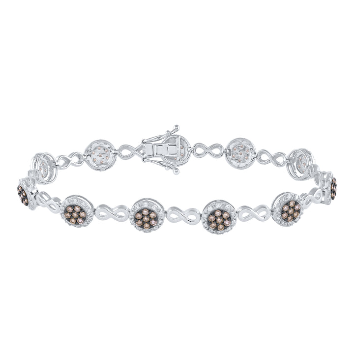10kt White Gold Women's Brown Diamond Bracelet 2-1/5 ctw - view 2