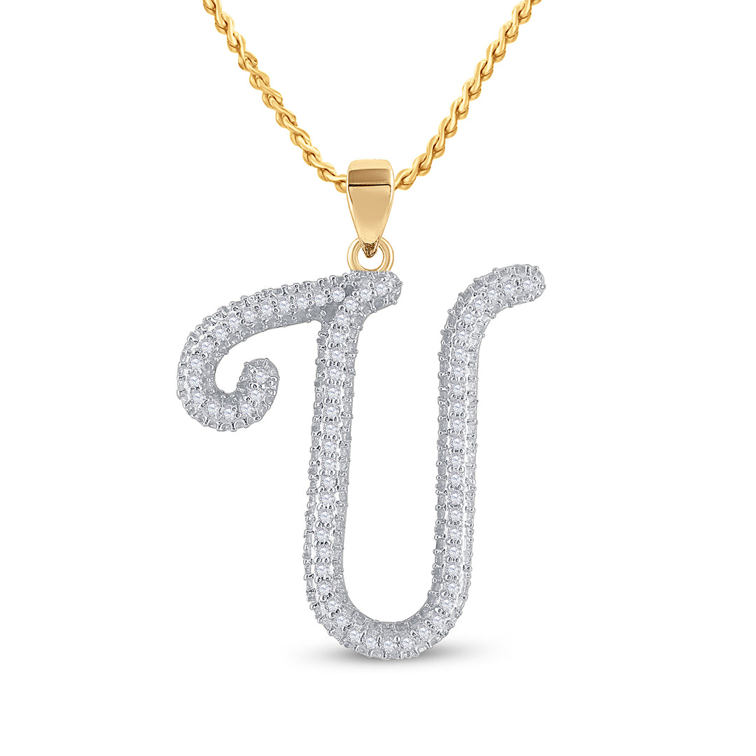 1/5CT-DIA GIFT INITIAL "U" PENDENT