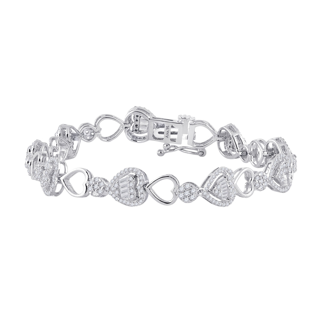 14kt White Gold Women's Baguette Diamond Bracelet 1-3/4 ctw