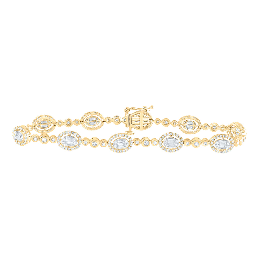 14kt Yellow Gold Women's Baguette Diamond Bracelet 2 ctw