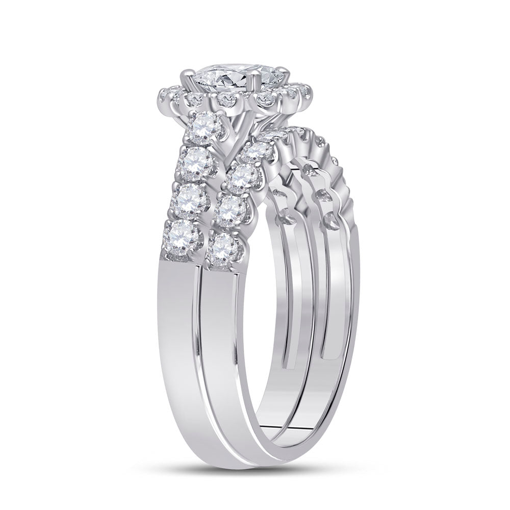 2 CTW-DIA ANA M 3/4CT-CPR BRIDAL SETS SINGLE HALO