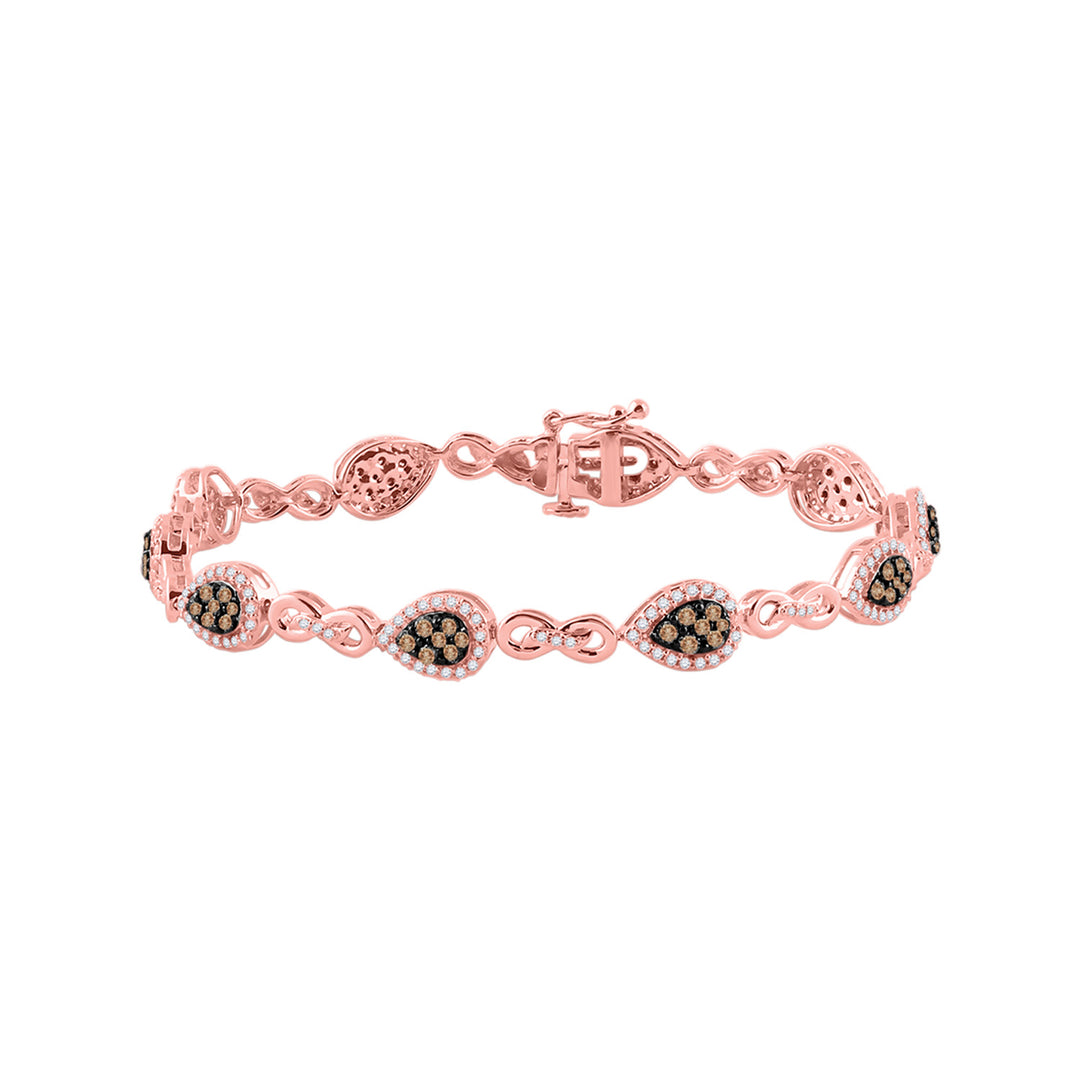 10kt Rose Gold Women's Brown Diamond Bracelet 2 ctw