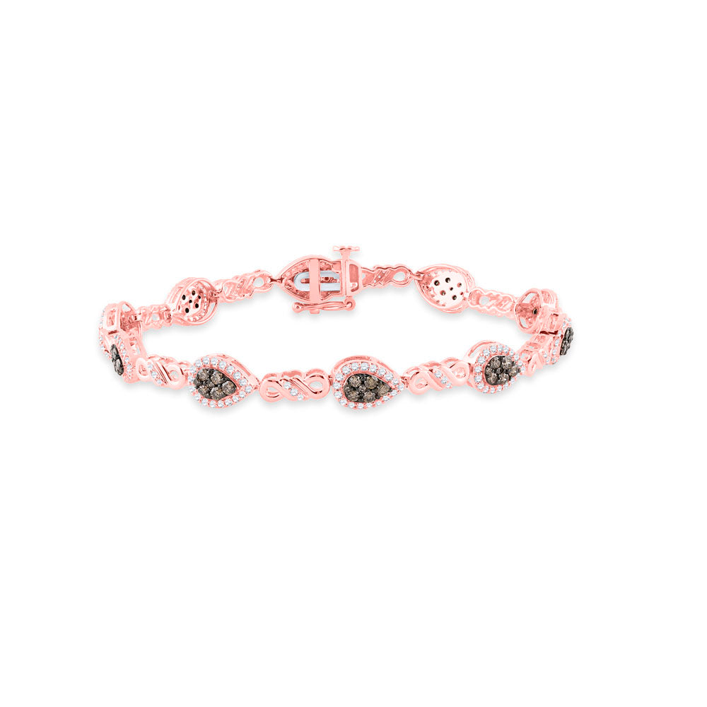 10kt Rose Gold Women's Brown Diamond Bracelet 2 ctw