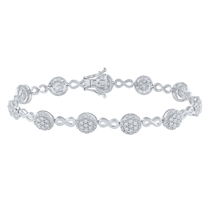 10kt White Gold Women's Brown Diamond Bracelet 2-1/5 ctw