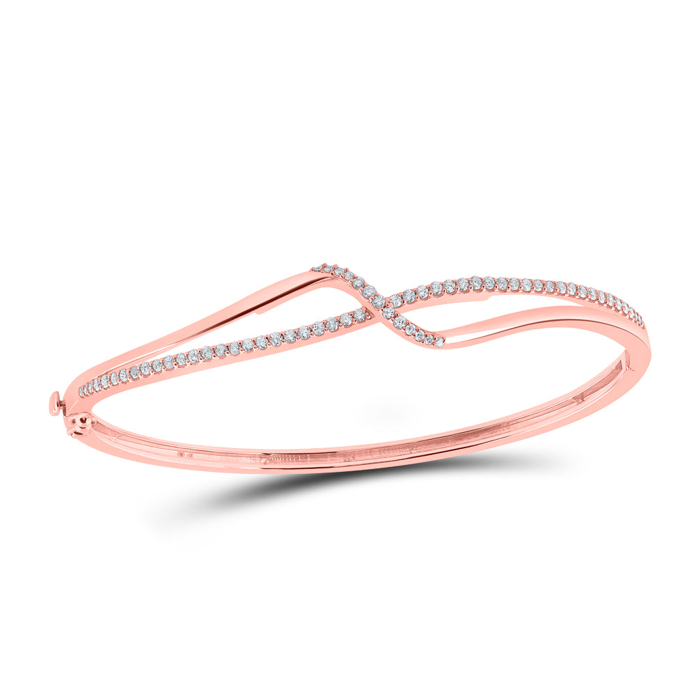 14kt Rose Gold Women's Diamond Bangle 1/2 ctw