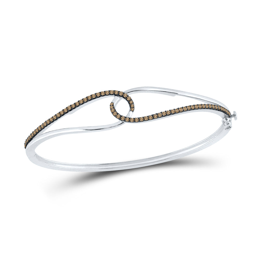 14kt White Gold Women's Brown Diamond Bangle 1/2 ctw