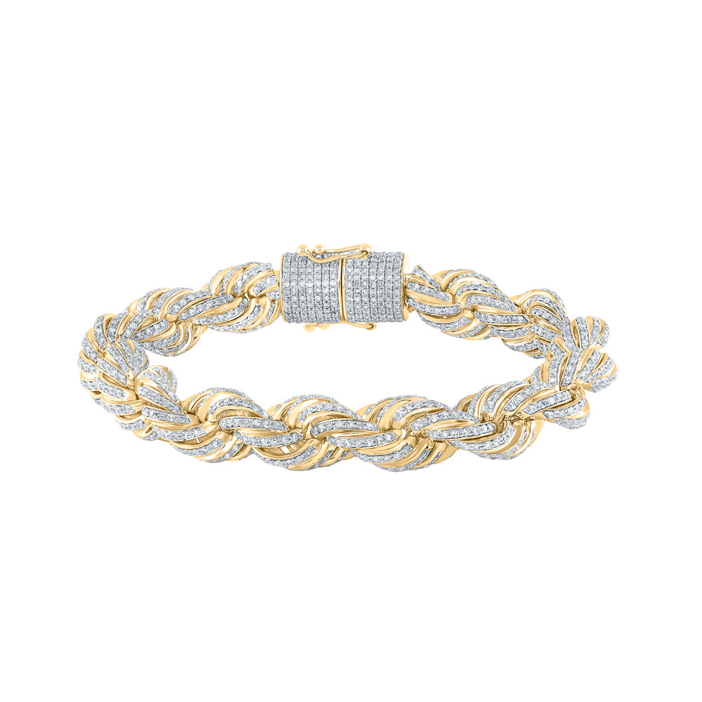 10kt Yellow Gold Men's Diamond Bracelet 9 ctw