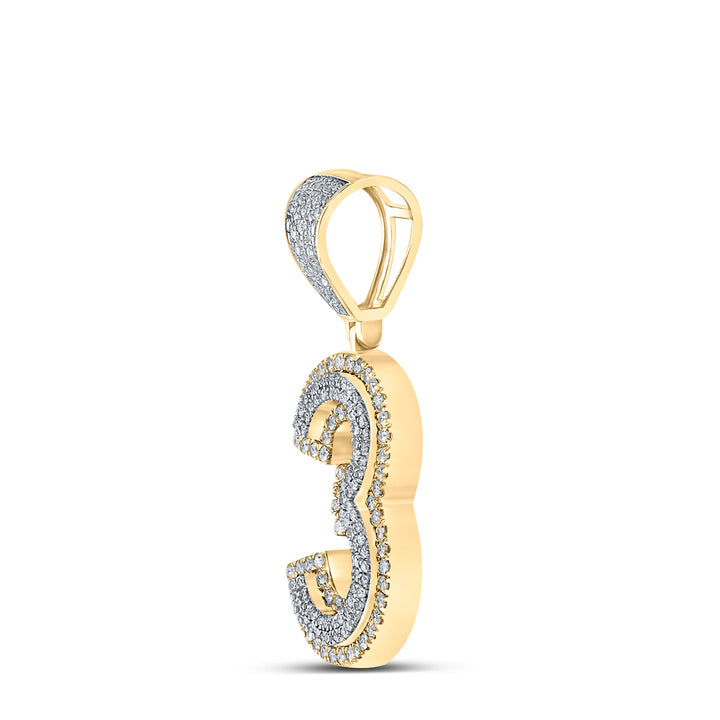 5/8CTW-DIA CN NUMBER "3" MENS CHARM