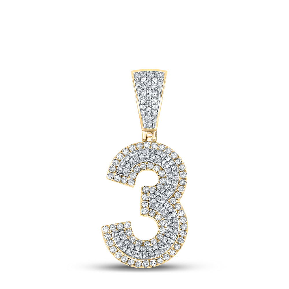 5/8CTW-DIA CN NUMBER "3" MENS CHARM