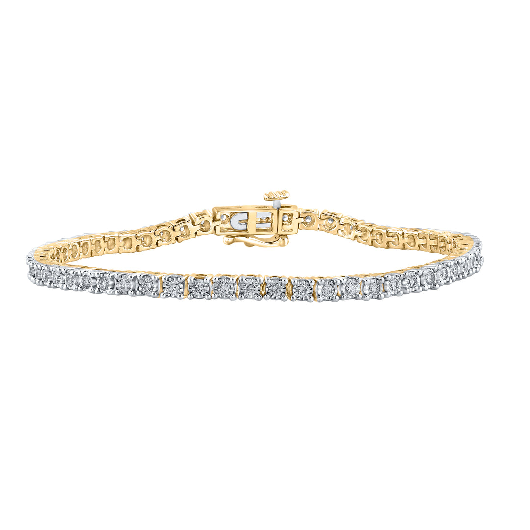 10kt Yellow Gold Women's Diamond Tennis Bracelet 1 ctw