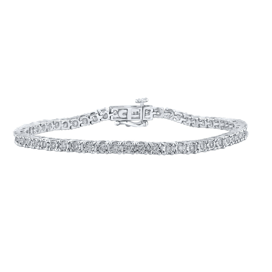 10kt White Gold Women's Diamond Tennis Bracelet 1 ctw