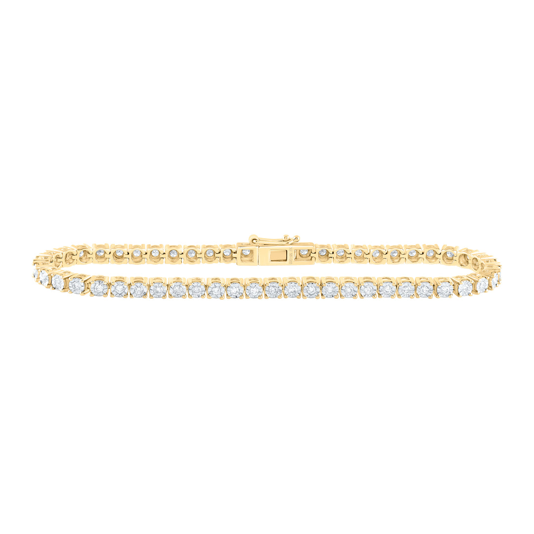 10kt Yellow Gold Women's Diamond Tennis Bracelet 1 ctw